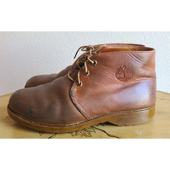 Timberland US 9 American Workwear Brown Leather Lace Up Chukka Boots‎ Vintage main image 5